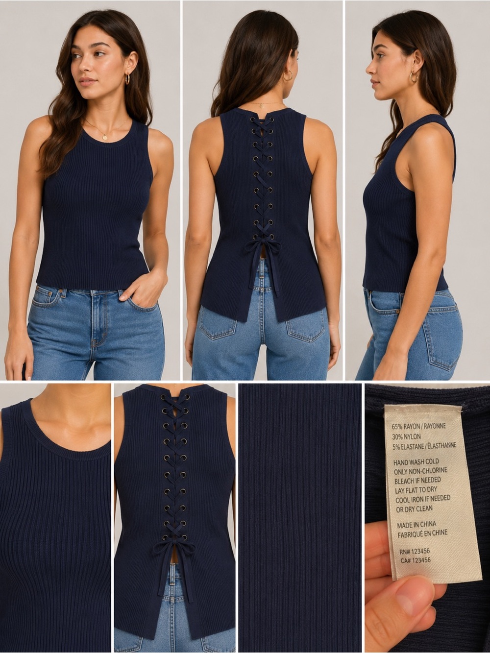 Intermix tank size P =Xs navy blue knit tank